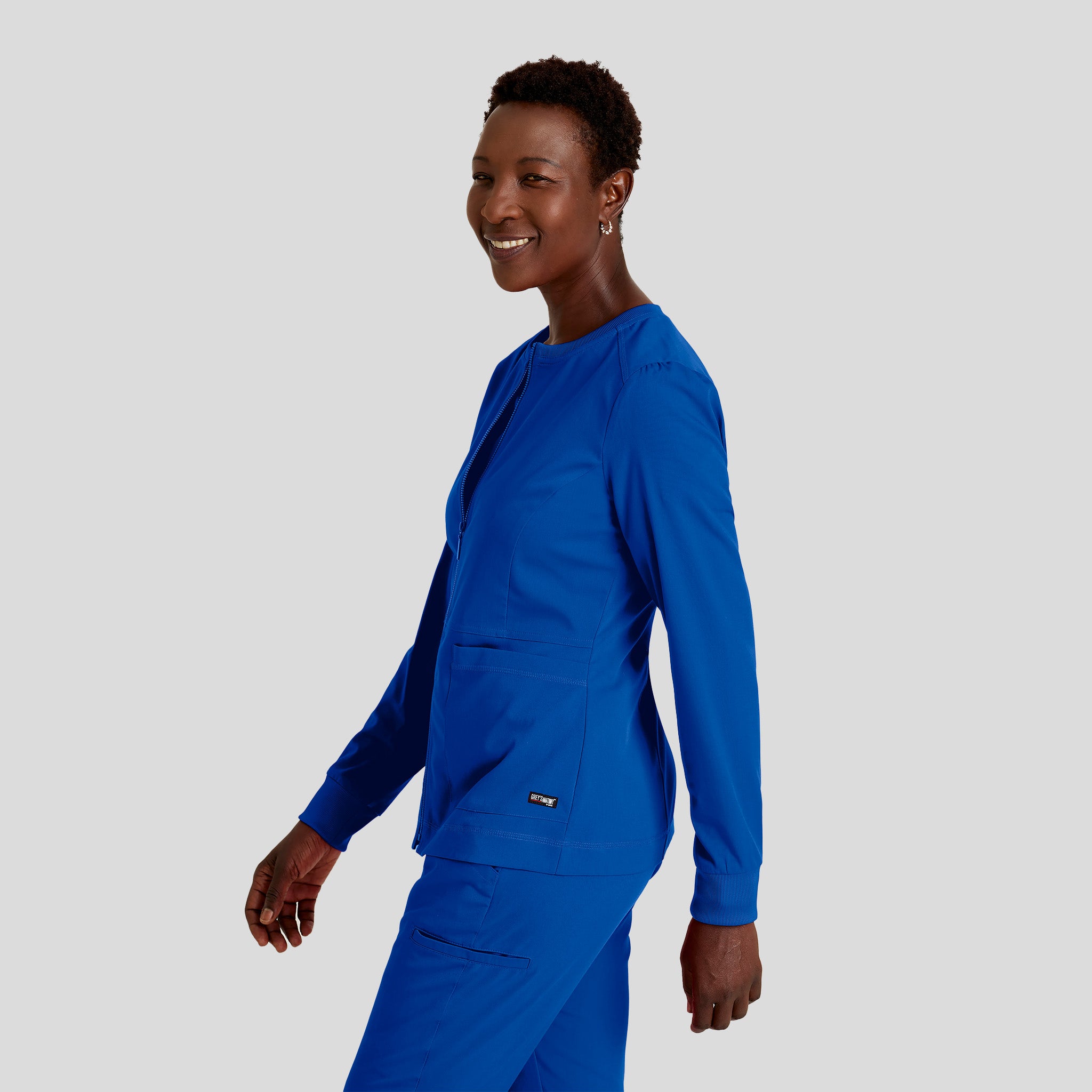 Millie 3-Pocket Crewneck Scrub Jacket | Galaxy