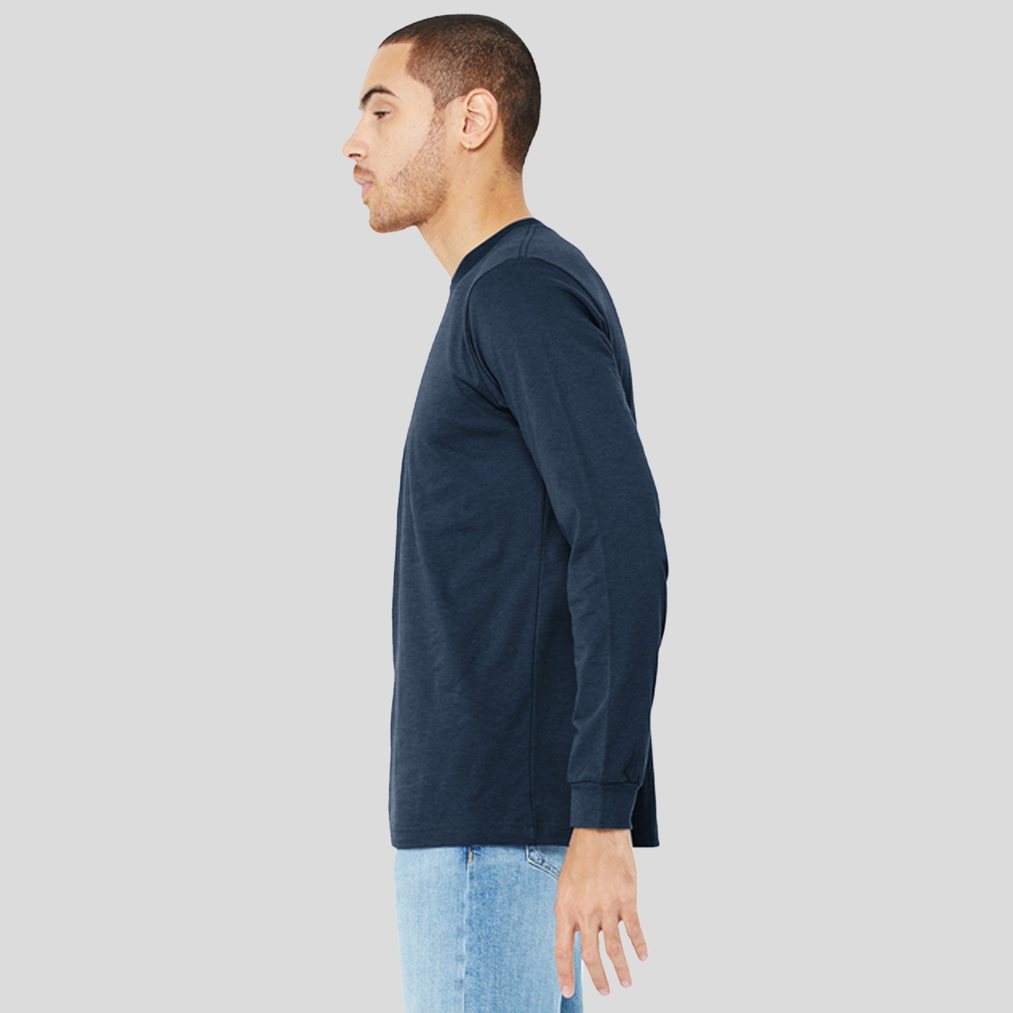 Unisex Heather CVC Long Sleeve Tee | Heather Navy